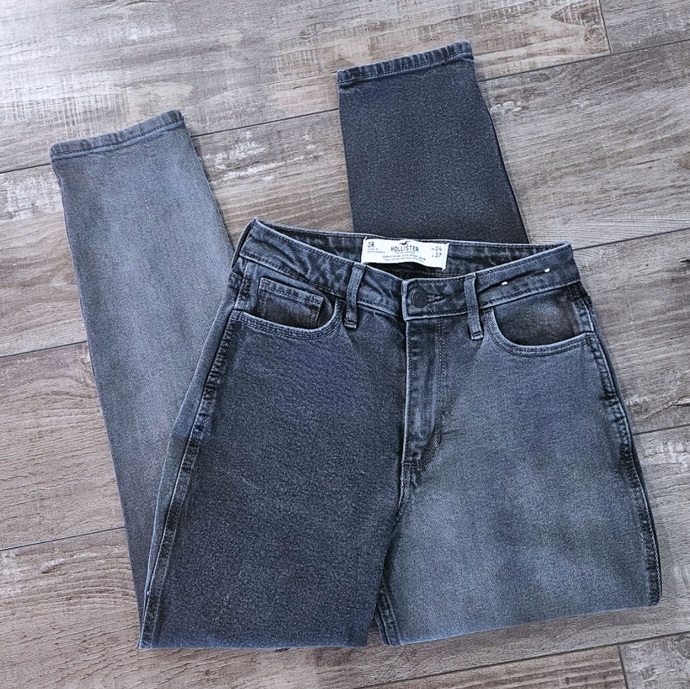 HOLLISTER Split Color Black Gray Wash High Rise Jeans Size 0